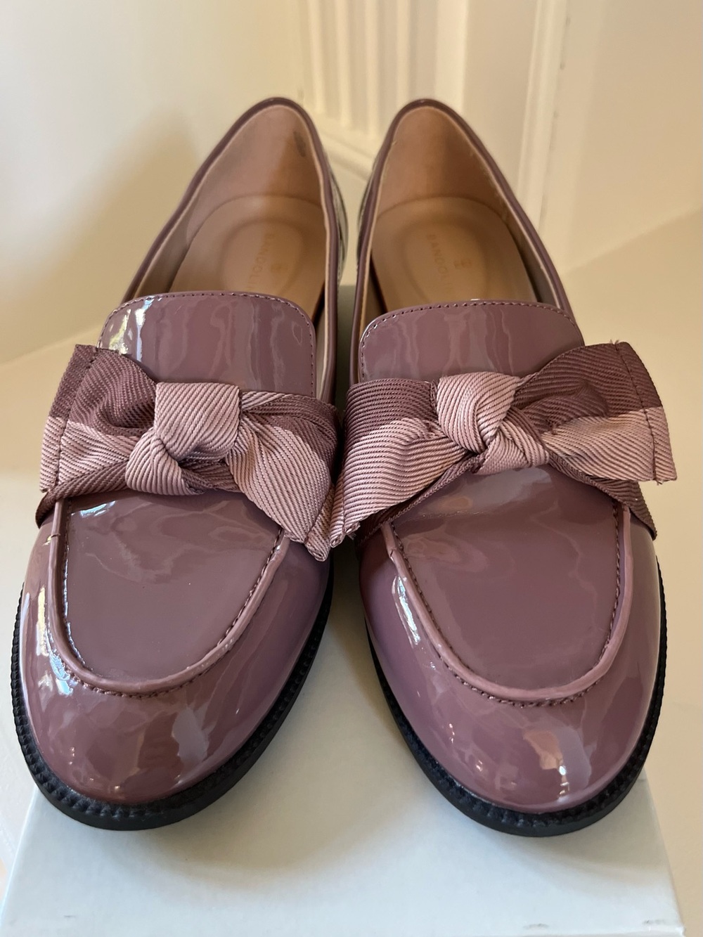 Bandolino Mauve Patent Bow Loafers